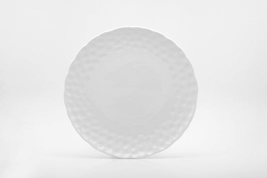 White Six Piece Round Pebbled Porcelain Service For Six Dinner Plate Set HomeRoots