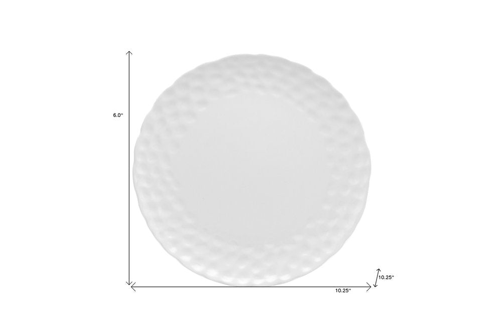 White Six Piece Round Pebbled Porcelain Service For Six Dinner Plate Set HomeRoots