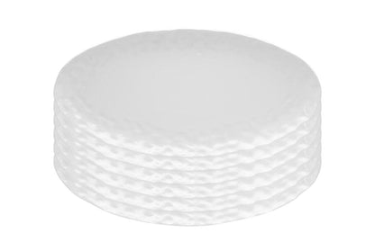 White Six Piece Round Pebbled Porcelain Service For Six Dinner Plate Set HomeRoots