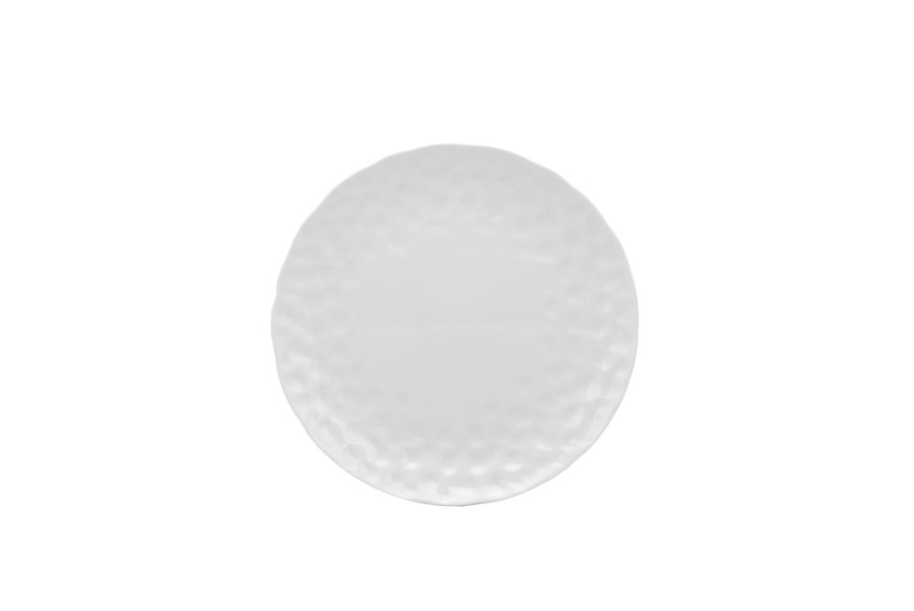 White Six Piece Round Pebbled Porcelain Service For Six Salad Plate Set HomeRoots