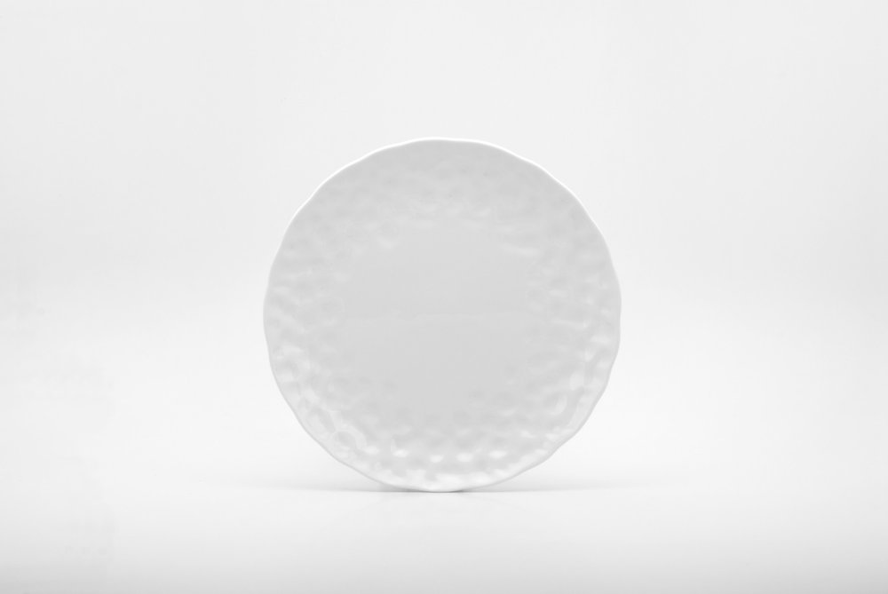 White Six Piece Round Pebbled Porcelain Service For Six Salad Plate Set HomeRoots