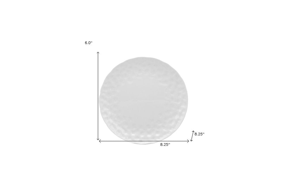 White Six Piece Round Pebbled Porcelain Service For Six Salad Plate Set HomeRoots