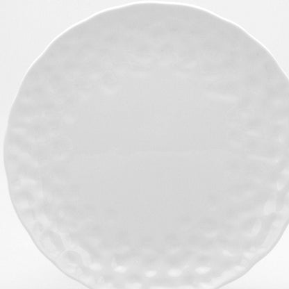 White Six Piece Round Pebbled Porcelain Service For Six Salad Plate Set HomeRoots