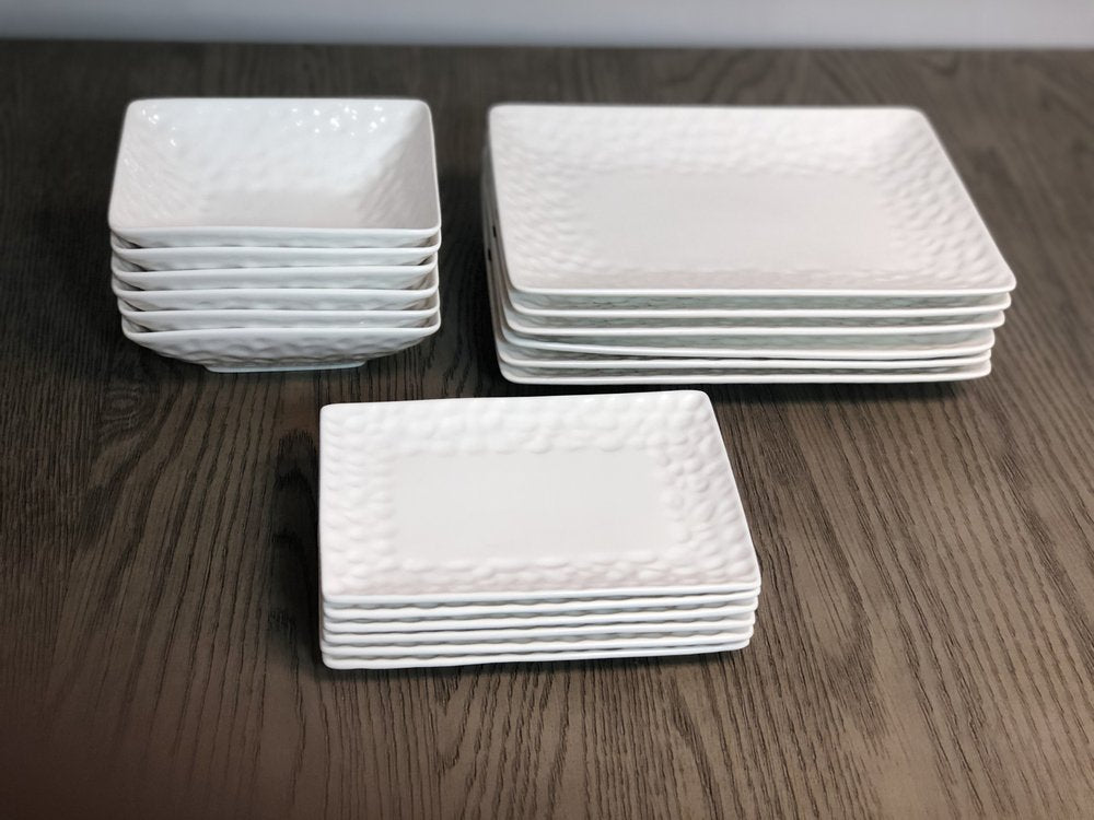 White Six Piece Pebbled Porcelain Service For Six Bowl Set HomeRoots