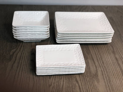 White Six Piece Pebbled Porcelain Service For Six Bowl Set HomeRoots