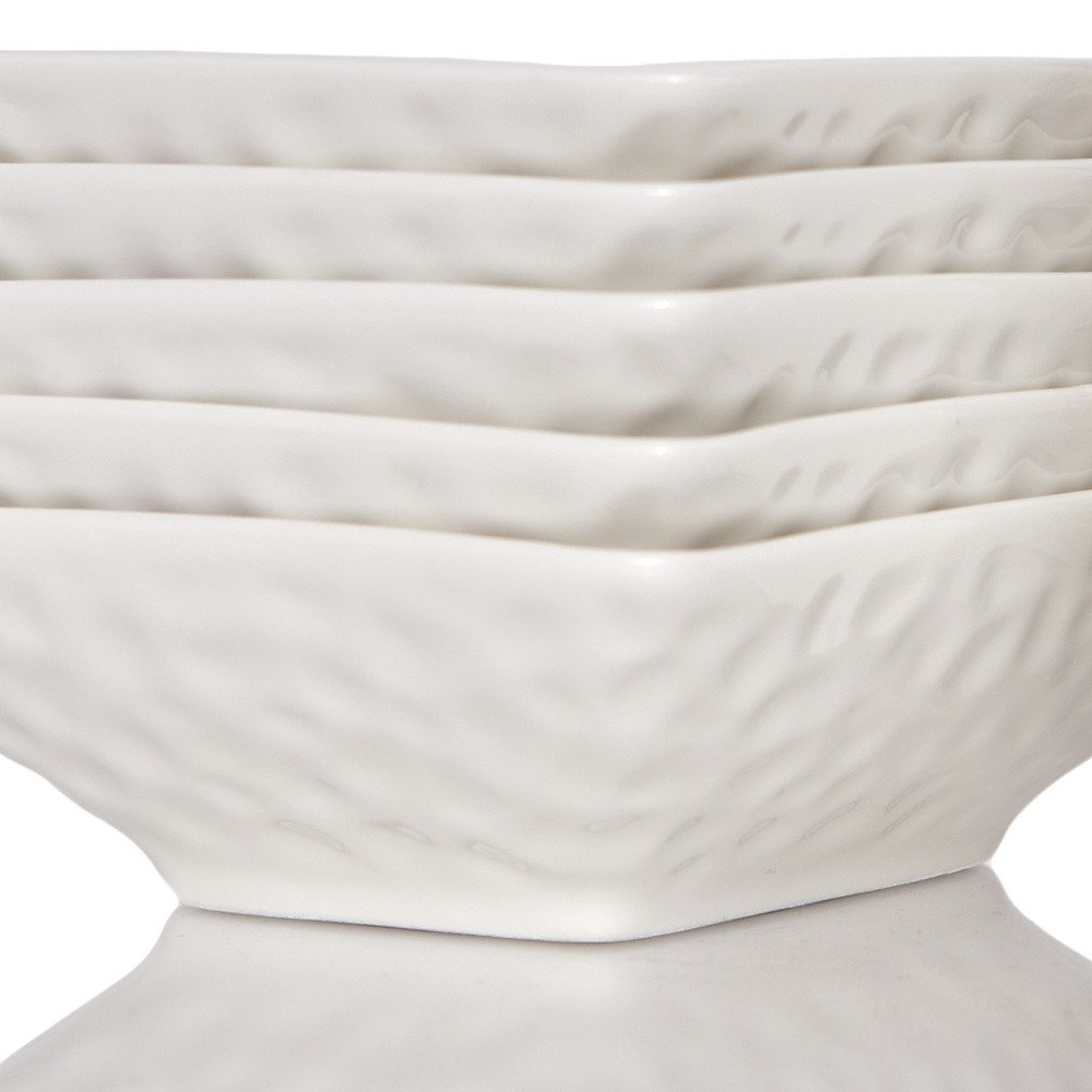 White Six Piece Pebbled Porcelain Service For Six Bowl Set HomeRoots
