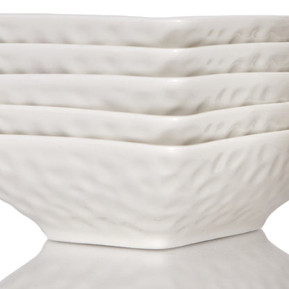 White Six Piece Pebbled Porcelain Service For Six Bowl Set HomeRoots