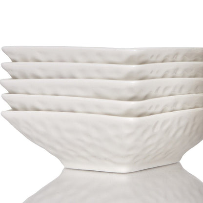 White Six Piece Pebbled Porcelain Service For Six Bowl Set HomeRoots