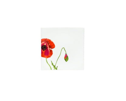 Red and White Four Piece Square Floral Bone China Dinnerware Set HomeRoots