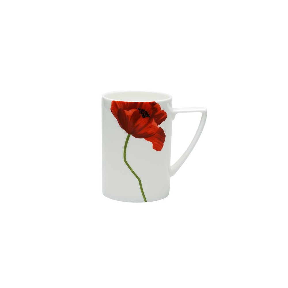 Red and White Four Piece Square Floral Bone China Dinnerware Set HomeRoots