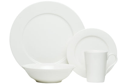 White Sixteen Piece Round Bone China Service For Four Dinnerware Set HomeRoots