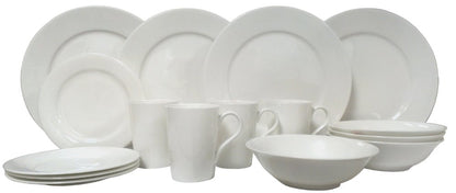 White Sixteen Piece Round Bone China Service For Four Dinnerware Set HomeRoots