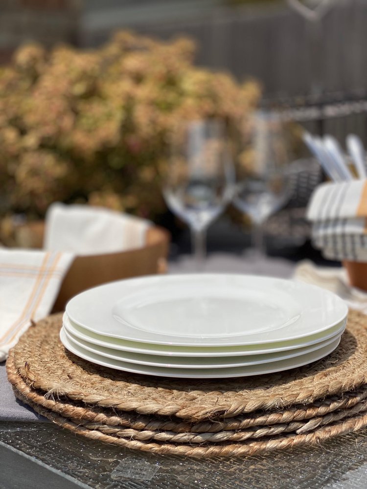 White Sixteen Piece Round Bone China Service For Four Dinnerware Set HomeRoots