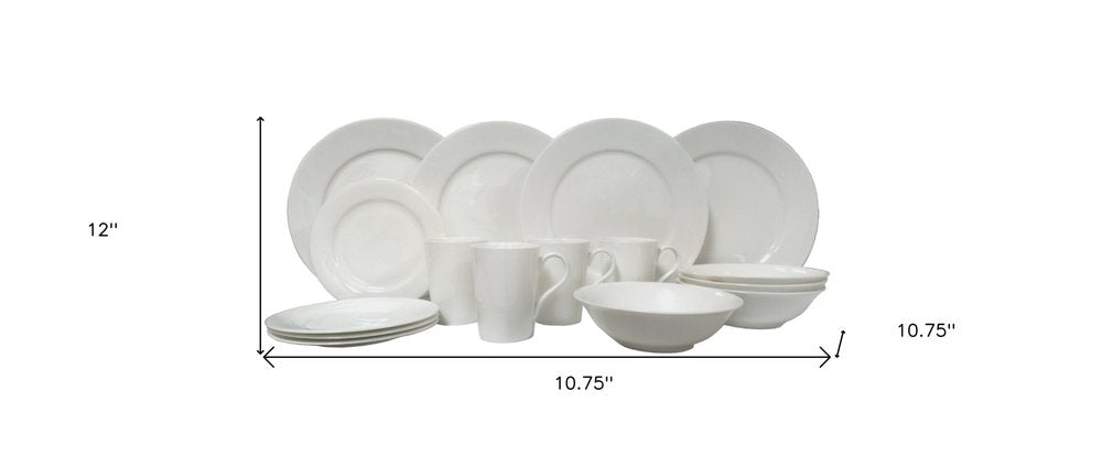 White Sixteen Piece Round Bone China Service For Four Dinnerware Set HomeRoots