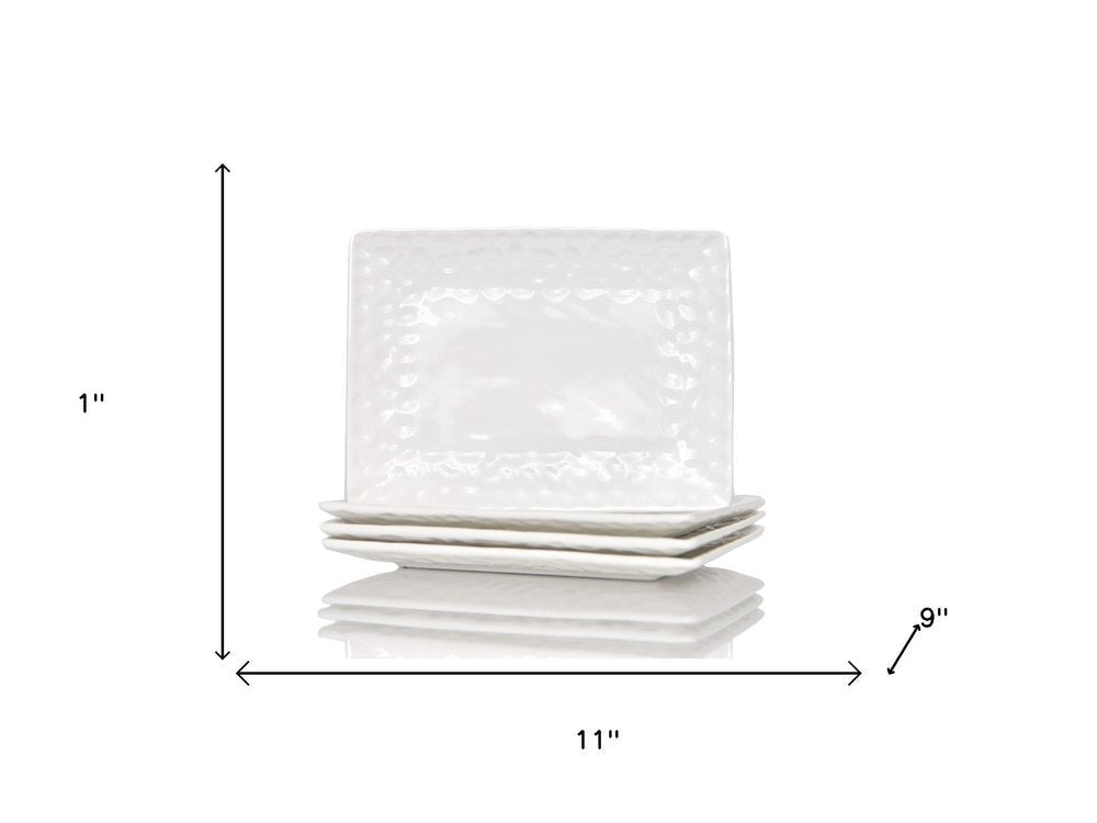 White Six Piece Rectangle Pebbled Porcelain Service For Six Dinner Plate Set HomeRoots