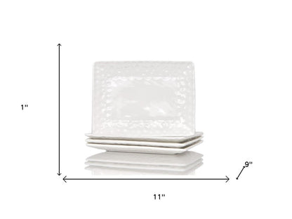 White Six Piece Rectangle Pebbled Porcelain Service For Six Dinner Plate Set HomeRoots