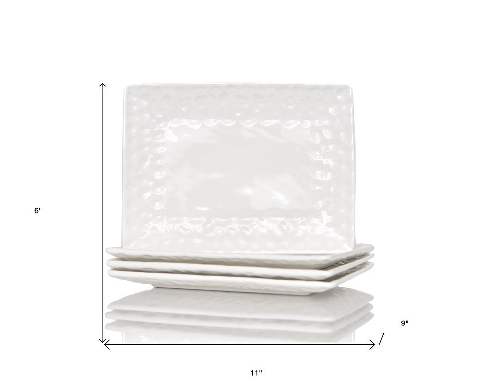 White Six Piece Rectangle Pebbled Porcelain Service For Six Dinner Plate Set HomeRoots