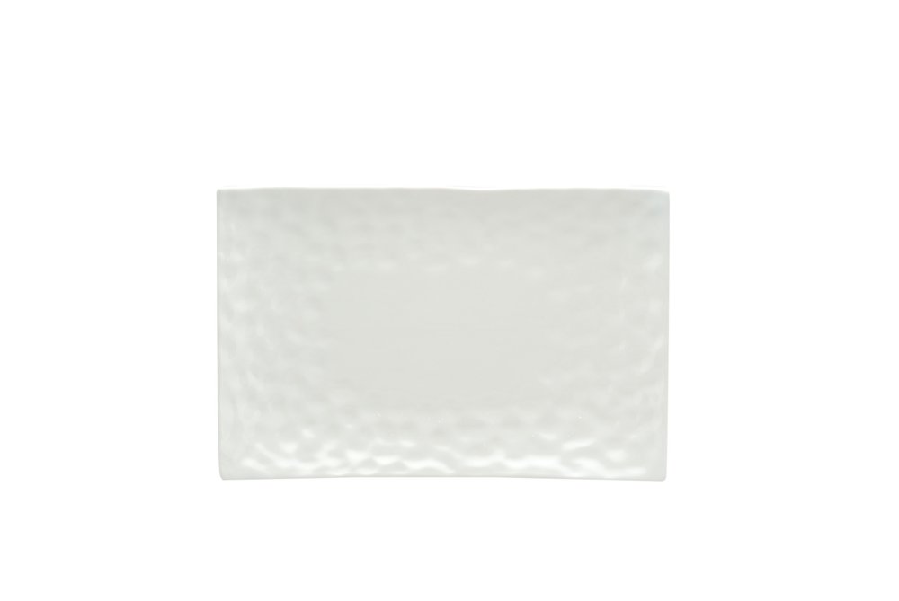 White Six Piece Rectangle Pebbled Porcelain Service For Six Salad Plate Set HomeRoots