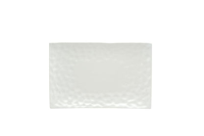 White Six Piece Rectangle Pebbled Porcelain Service For Six Salad Plate Set HomeRoots