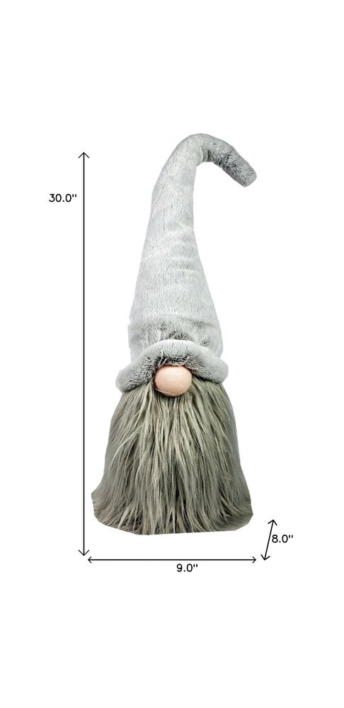 30" Groovy Grey with Pointy Hat Fabric Sitting Gnome Sculpture HomeRoots