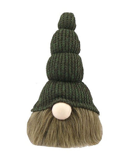 14" Green Chunky Knit Hat Fabric Sitting Gnome Sculpture HomeRoots