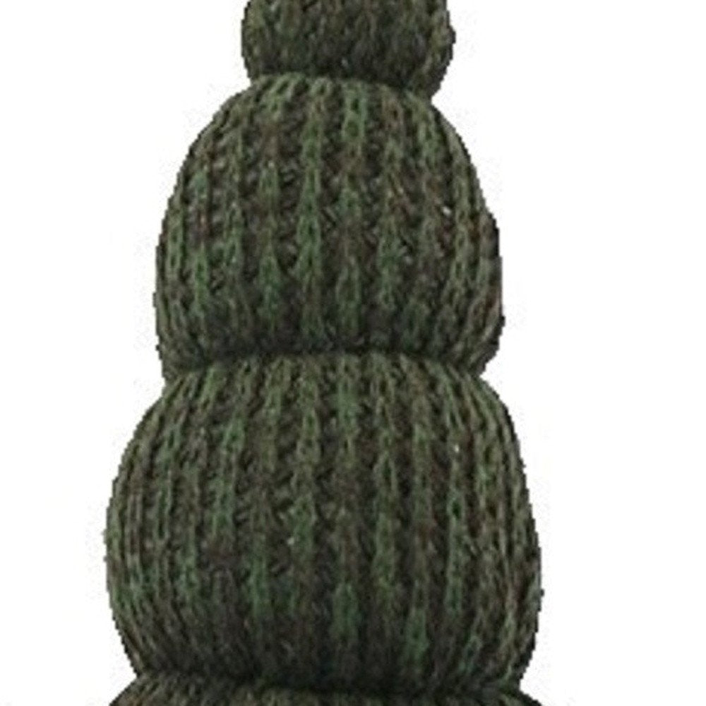 14" Green Chunky Knit Hat Fabric Sitting Gnome Sculpture HomeRoots