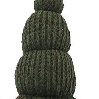 14" Green Chunky Knit Hat Fabric Sitting Gnome Sculpture HomeRoots