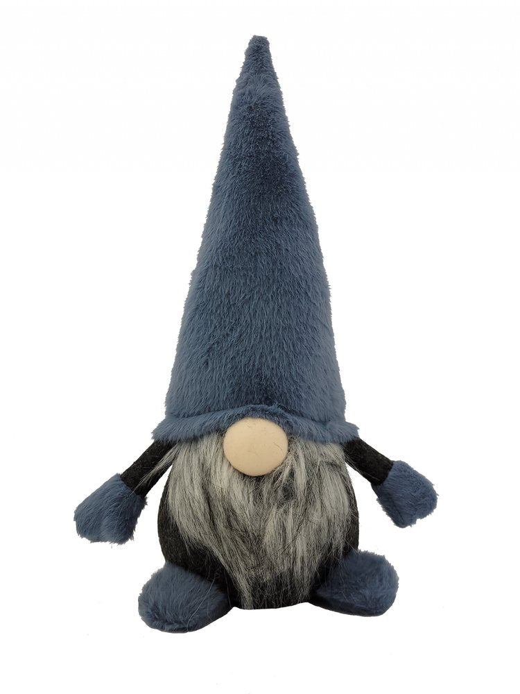 18" Slate Blue And Gray Fabric Standing Gnome Sculpture HomeRoots