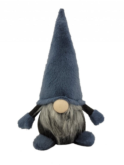 18" Slate Blue And Gray Fabric Standing Gnome Sculpture HomeRoots