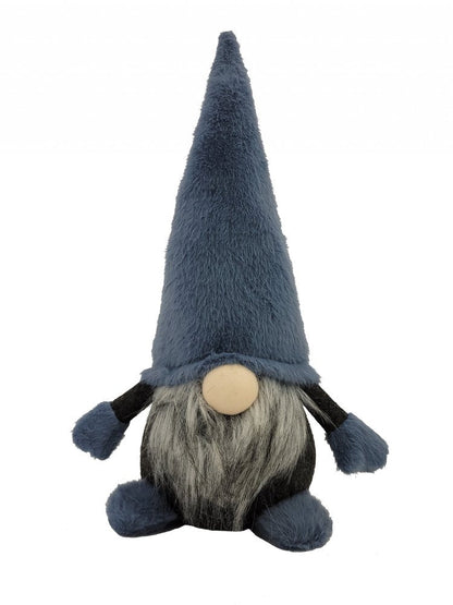 18" Slate Blue And Gray Fabric Standing Gnome Sculpture HomeRoots