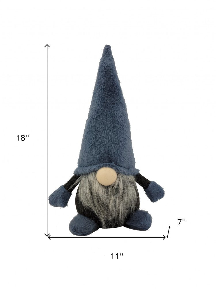 18" Slate Blue And Gray Fabric Standing Gnome Sculpture HomeRoots