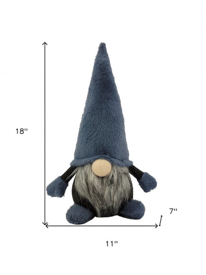 18" Slate Blue And Gray Fabric Standing Gnome Sculpture HomeRoots