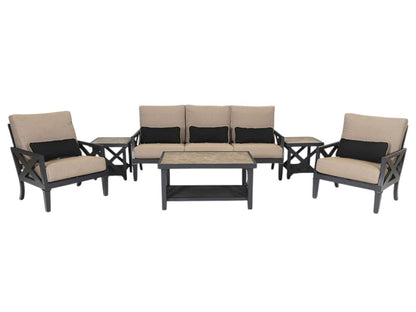 Six Piece Gray Metal Sectional Seating Group With Table HomeRoots