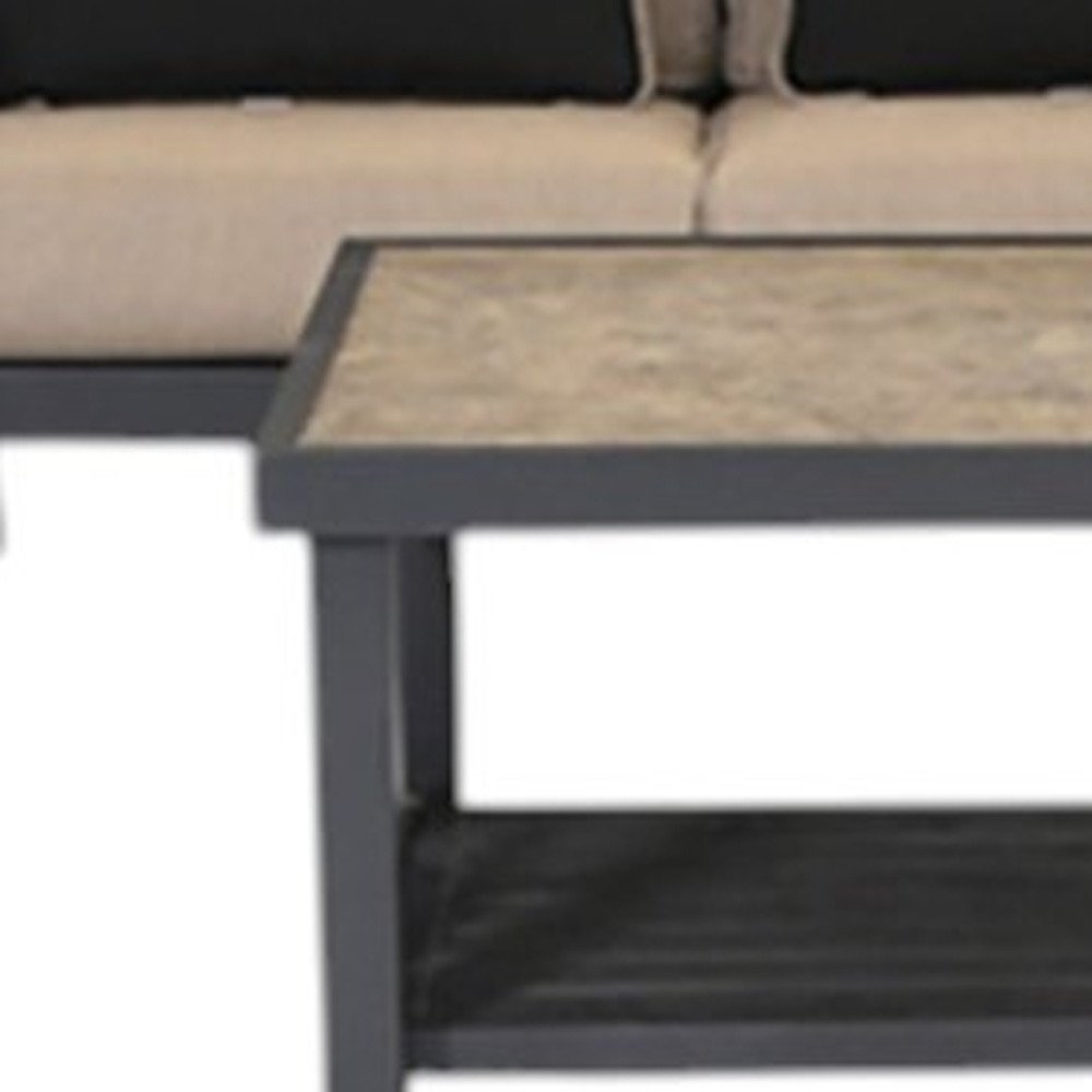 Six Piece Gray Metal Sectional Seating Group With Table — view 9