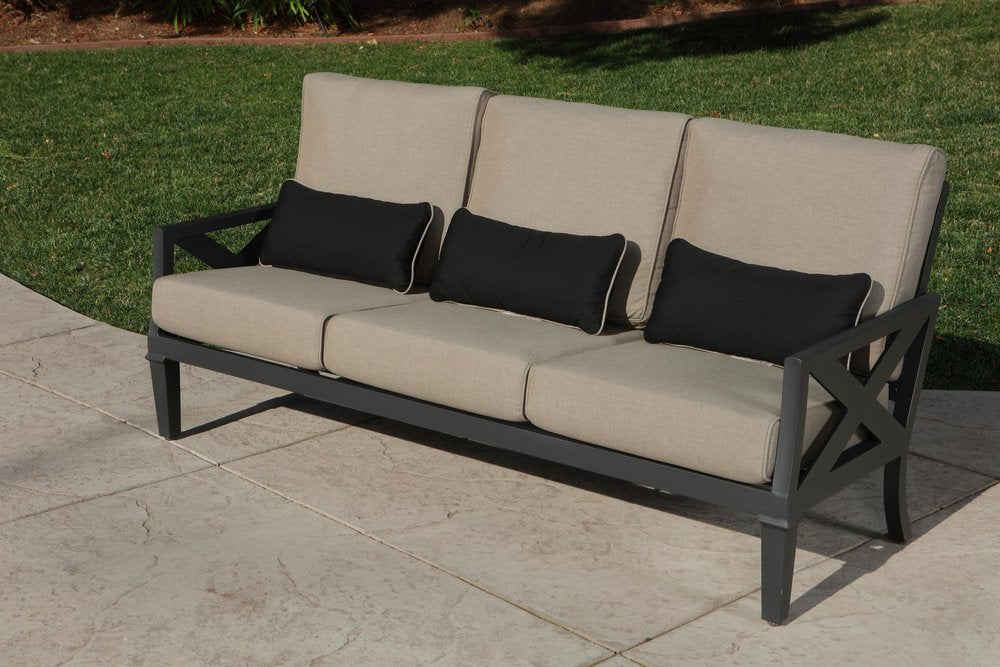 Six Piece Gray Metal Sectional Seating Group With Table — view 10