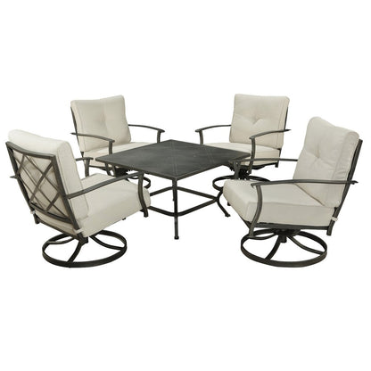 Five Piece Black and Gray Metal Outdoor Patio Set With Table HomeRoots