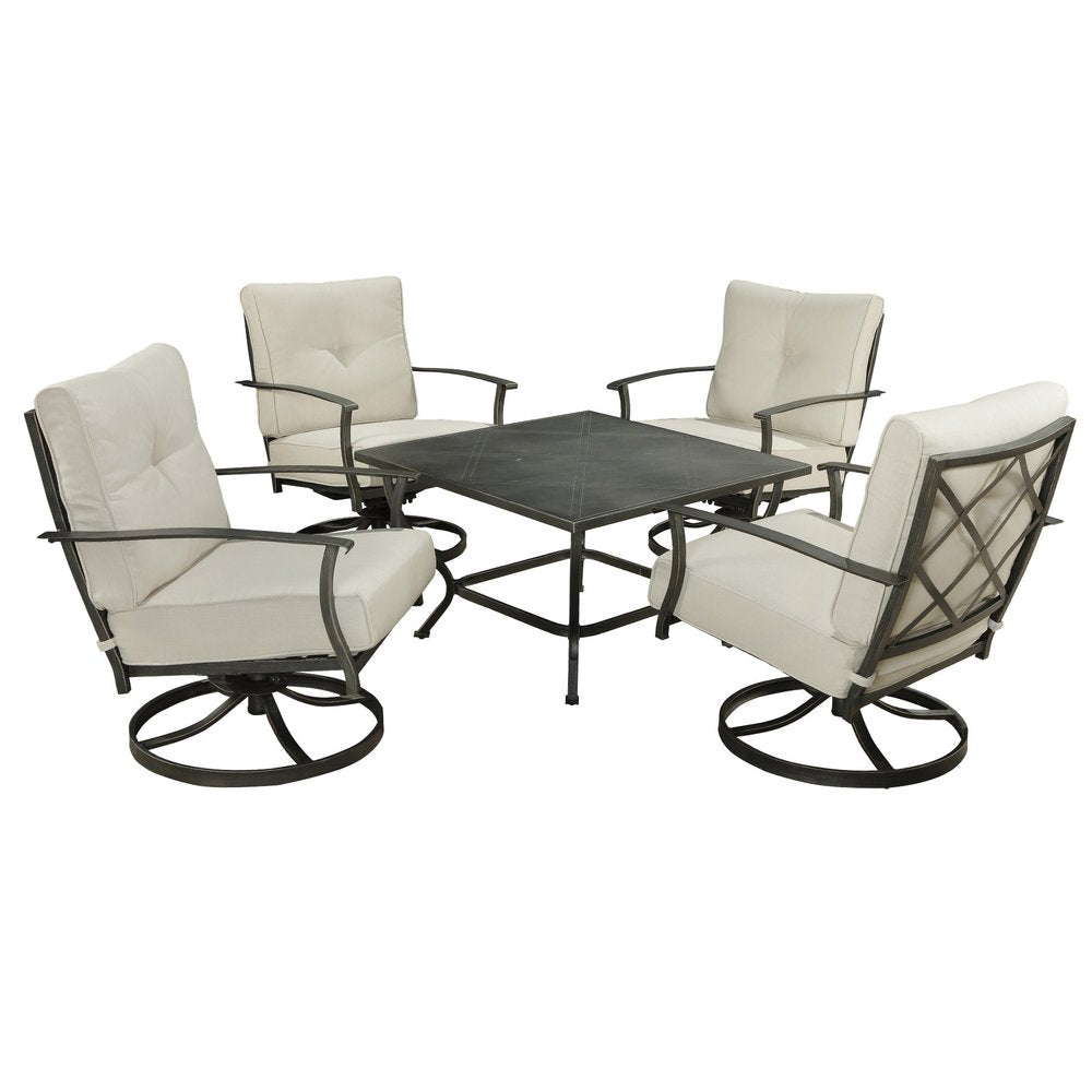 Five Piece Black and Gray Metal Outdoor Patio Set With Table HomeRoots