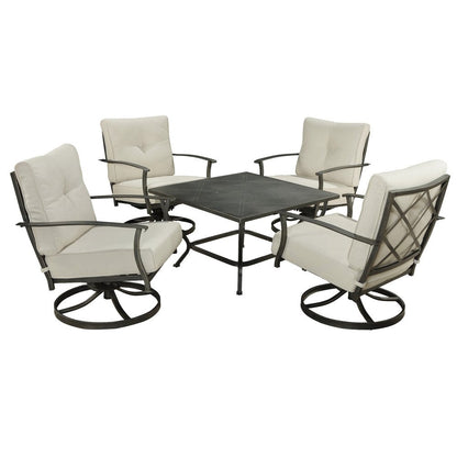 Five Piece Black and Gray Metal Outdoor Patio Set With Table HomeRoots