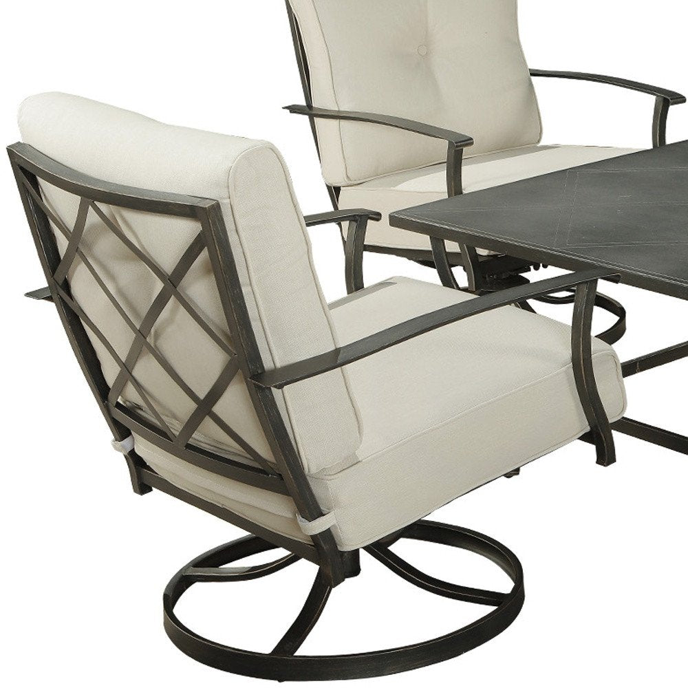 Five Piece Black and Gray Metal Outdoor Patio Set With Table HomeRoots