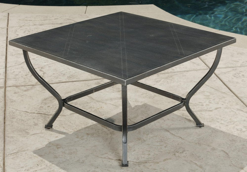 Five Piece Black and Gray Metal Outdoor Patio Set With Table — view 7