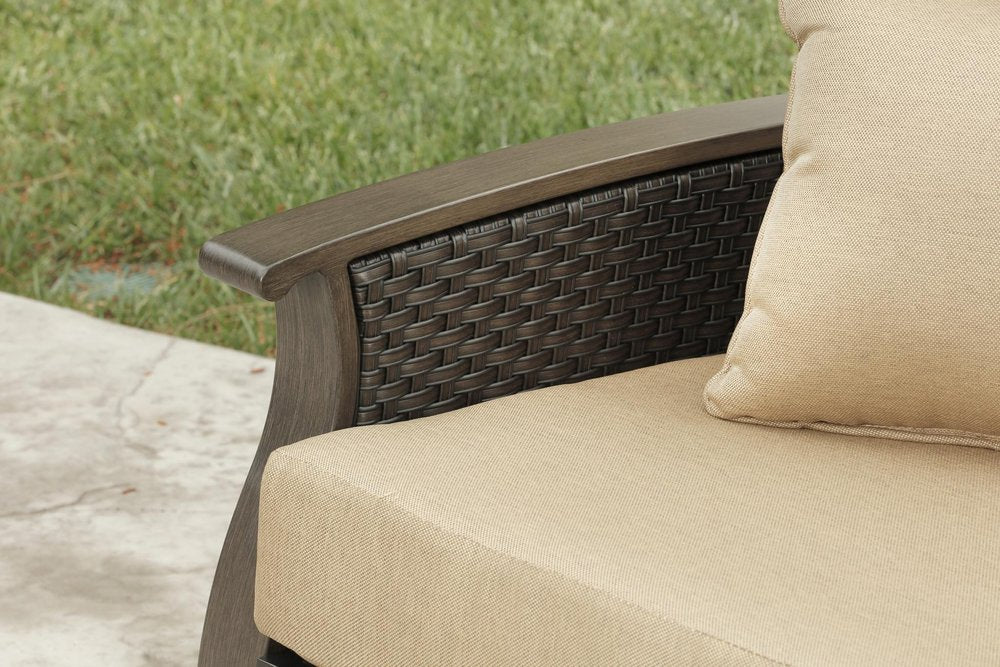 Two Piece Brown and Tan Metal Sectional Seating Group With Table HomeRoots