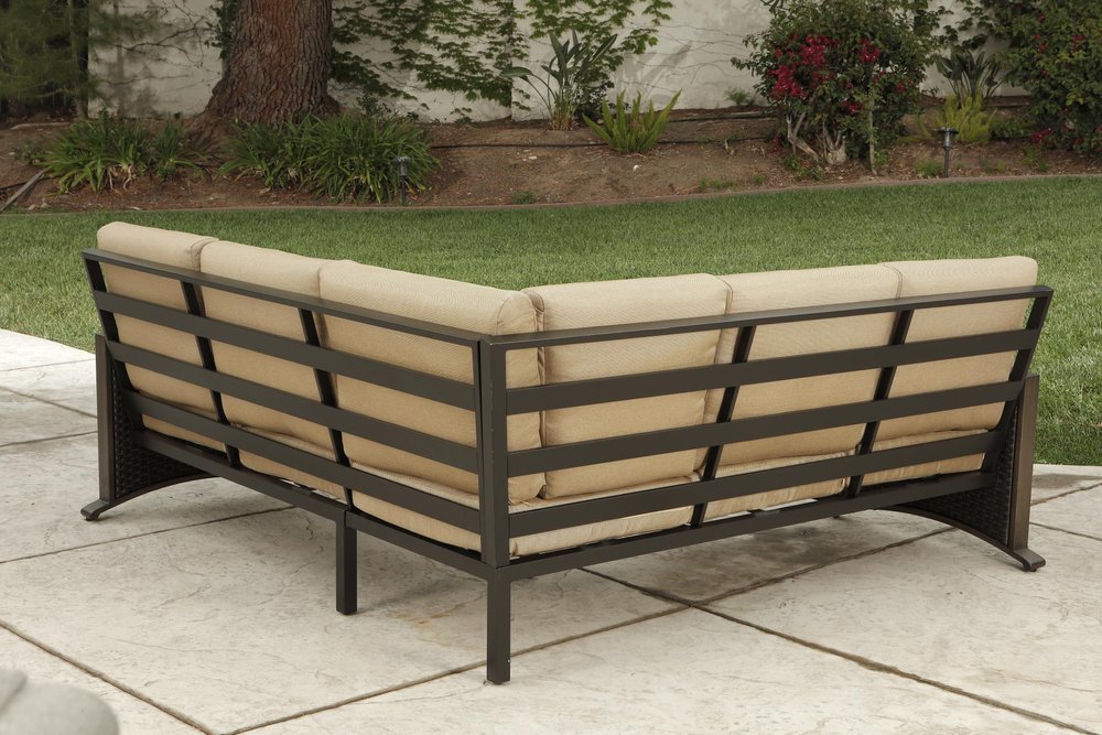 Two Piece Brown and Tan Metal Sectional Seating Group With Table HomeRoots