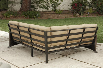 Two Piece Brown and Tan Metal Sectional Seating Group With Table HomeRoots