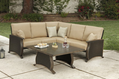 Two Piece Brown and Tan Metal Sectional Seating Group With Table HomeRoots