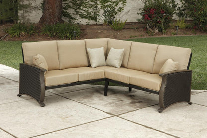 Two Piece Brown and Tan Metal Sectional Seating Group With Table HomeRoots