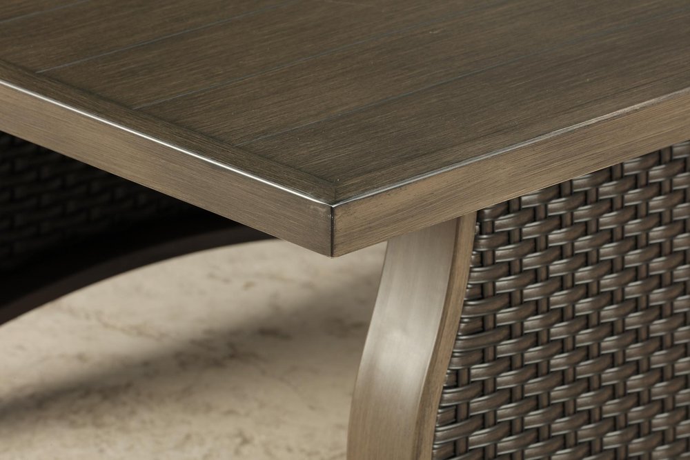 Two Piece Brown and Tan Metal Sectional Seating Group With Table — view 8