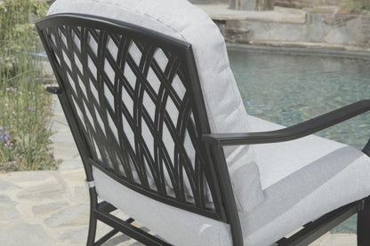 Four Piece Black and Light Gray Metal Outdoor Patio Set With Table HomeRoots