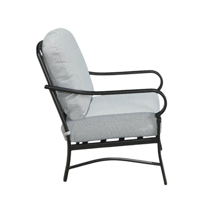 Four Piece Black and Light Gray Metal Outdoor Patio Set With Table HomeRoots
