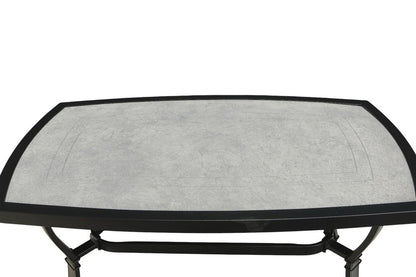 Four Piece Black and Light Gray Metal Outdoor Patio Set With Table HomeRoots