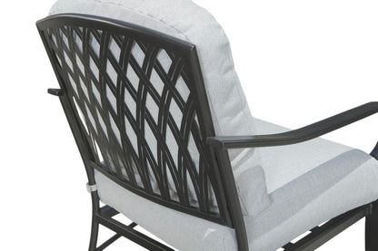 Four Piece Black and Light Gray Metal Outdoor Patio Set With Table HomeRoots